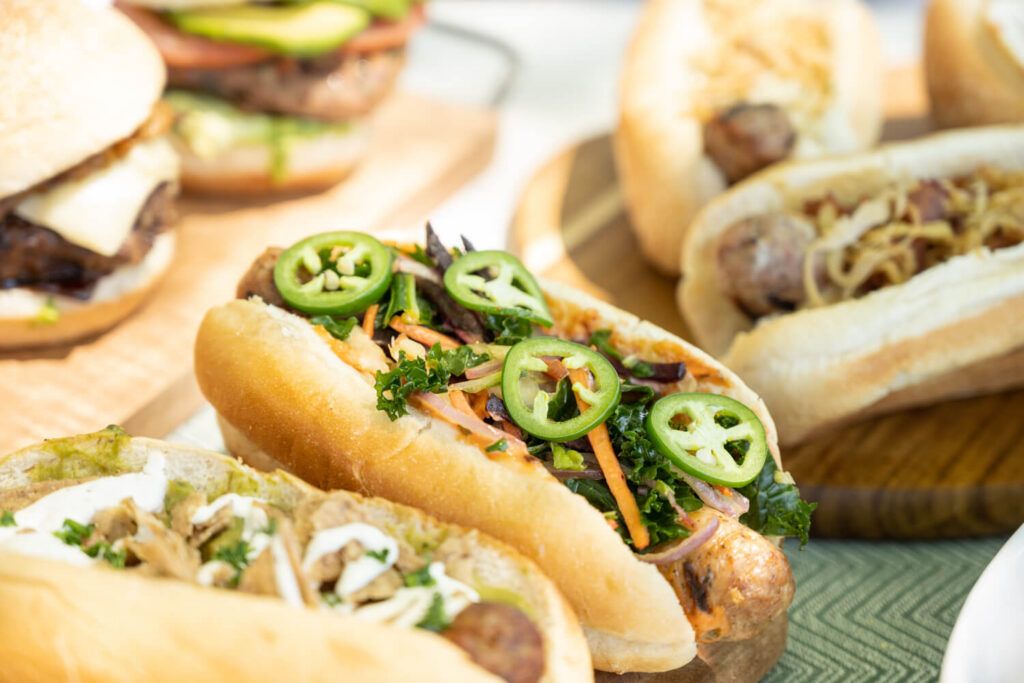 Close up of Farm Boy Artisan Sausages for summer BBQ